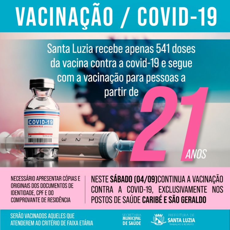 Covid-19: agendamento prévio para vacinação em Santa Luzia impede  aglomerações