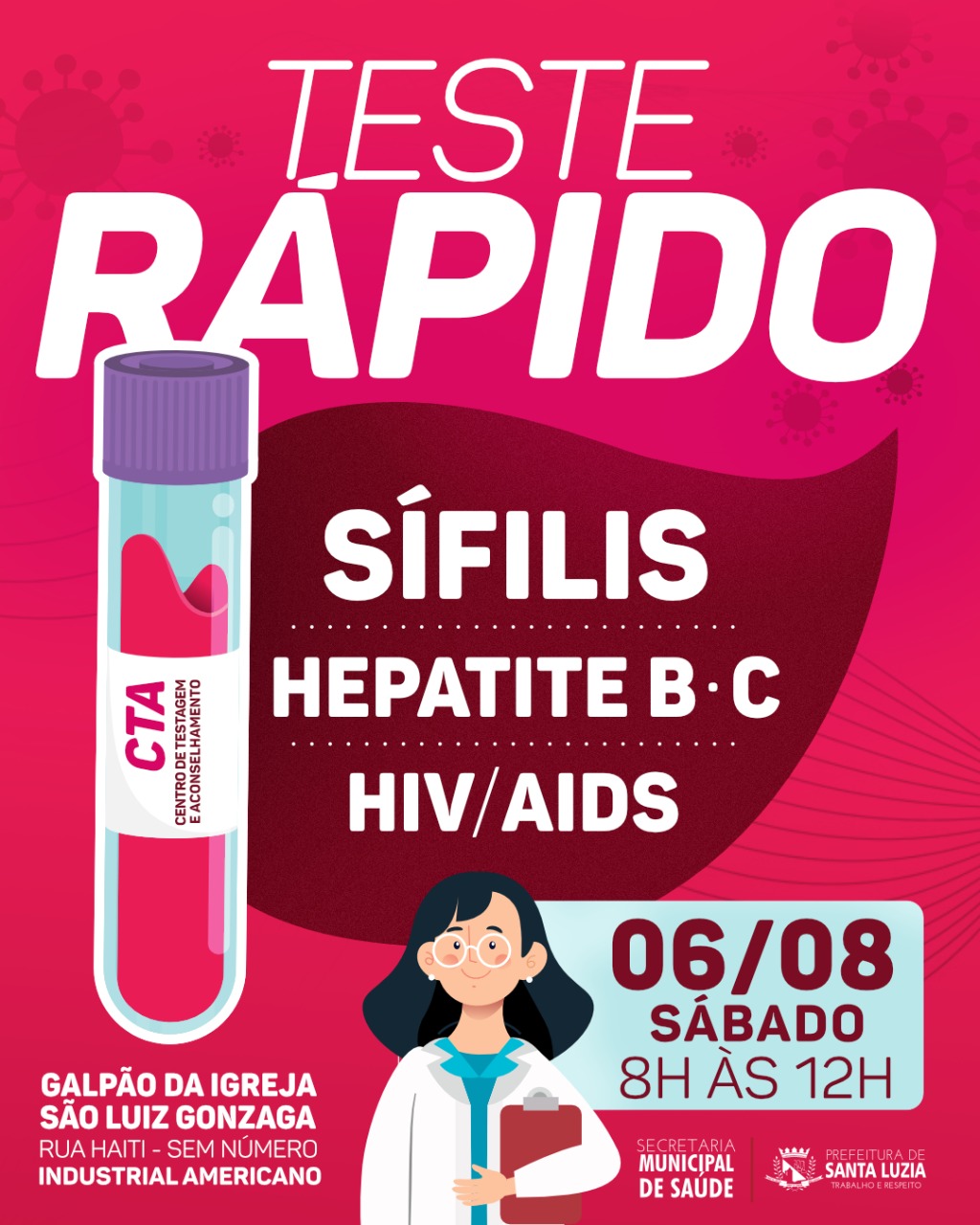 Prefeitura realizará aplicação de testes rápidos no bairro Industrial Americano no próximo Prefeitura realizará aplicação de testes rápidos no bairro Industrial Americano no próximo
