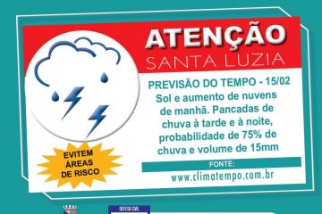 PREVISÃO DE CHUVA FORTE EM SANTA LUZIA NO FINAL DE SEMANA