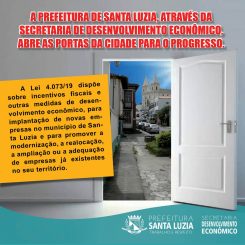 Lei incentiva desenvolvimento econômico em Santa Luzia