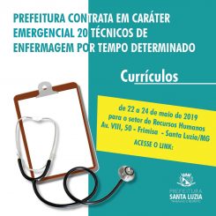 Prefeitura realiza contratação de técnicos de enfermagem
