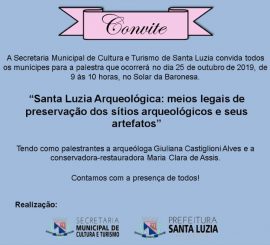 Prefeitura de Santa Luzia promove palestra sobre o patrimônio arqueológico do município