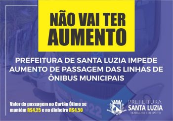 Prefeitura de Santa Luzia impede aumento de passagem das linhas de ônibus municipais para 2020