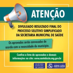 Divulgado resultado final do Processo Seletivo Simplificado da secretaria municipal de saúde