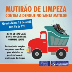 Mutirão de limpeza contra a dengue será realizado em outros bairros