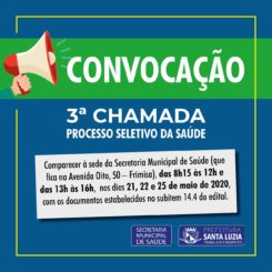 CONVOCAÇÃO – 3º Chamada – Processo Seletivo da Saúde
