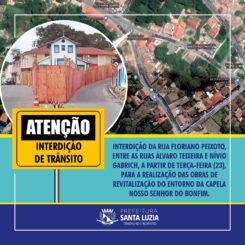 Rua Floriano Peixoto, no centro histórico, será interditada para continuidade das obras de revitalização do entorno da Capela Nosso Senhor do Bonfim