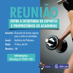 Prefeitura receberá proprietários de Academias para ouvir proposta seguras e responsáveis para flexibilização de academias de ginástica para a próxima semana