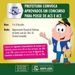 Prefeitura convoca ACSs – Agentes Comunitários de Saúde e ACEs – Agentes de Combate a Endemias aprovados no concurso público da administração municipal