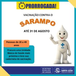Campanha de Vacinação contra o Sarampo é  prorrogada até 31 de agosto