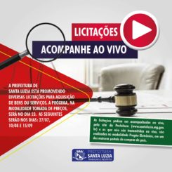 Em Santa Luzia as licitações podem ser acompanhadas ao vivo, pelo site da Prefeitura (www.santaluzia.mg.gov.br), garantindo a transparência e licitude dos atos públicos. Aquelas que não são transmitidas ao vivo, são realizadas na modalidade Pregão Eletrônico, em um dos maiores portais de compras do país.