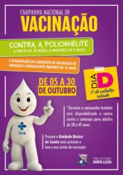 Campanha Nacional de Vacinação contra a Poliomielite tem início nesta segunda-feira