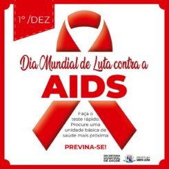 Em 1º de dezembro é celebrado o Dia Mundial de Luta Contra a AIDS. A data é uma oportunidade para conscientizar a população sobre a necessidade de prevenção, que é o método mais eficaz no combate à doença.
