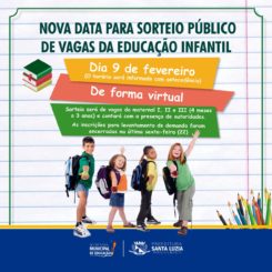 Alterada data para sorteio público de vagas da Educação Infantil em Santa Luzia