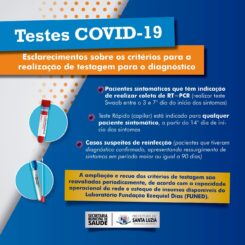 Nota orientativa sobre a realização de testagem por RT-PCR para o diagnóstico da Covid-19 em Santa Luzia, seguindo protocolo nacional