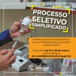 Prefeitura abre processo seletivo para contratação para vacinação contra covid-19