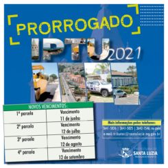 Prefeitura prorroga vencimento do IPTU 2021