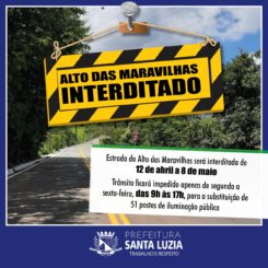 Estrada do Alto das Maravilhas será interditada de 12 de abril a 8 de maio