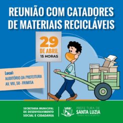 Prefeitura de Santa Luzia fará reunião na próxima quinta com catadores de materiais recicláveis