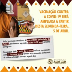Vacinação contra a covid-19 será ampliada a partir desta segunda-feira (5)