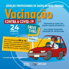 Prefeitura promove drive-thru para vacinação de profissionais de saúde da rede privada