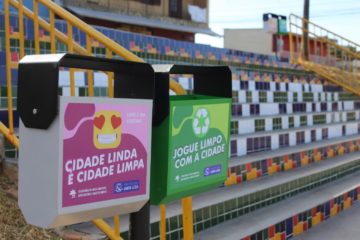 Praça da Juventude ganha 20 novas lixeiras com frases educativas e jardinagem