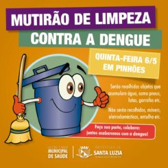 Mutirão de limpeza contra a dengue será realizado na próxima quinta-feira (6), em Pinhões