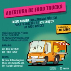 Segue aberto chamamento público para permissão de 63 espaços de food trucks