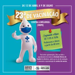 Começa nesta terça (11) e vai até 12/06 a nova etapa da campanha de vacinação contra a gripe
