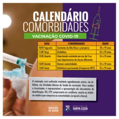 Prefeitura divulga calendário de vacinação contra a covid-19 para pessoas com comorbidades
