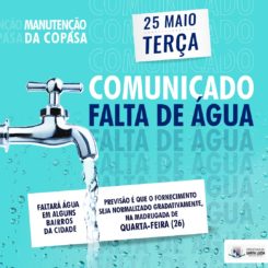 Copasa informa interrupção no fornecimento de água na terça-feira (25)