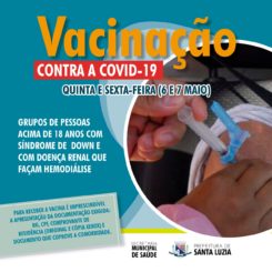 Prefeitura amplia vacinação contra a covid-19 para pessoas com comorbidades nesta quinta e sexta-feira