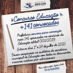 Prefeitura convoca para nomeação mais 141 aprovados no concurso da Educação