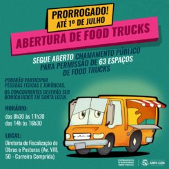 Prorrogado por um mês prazo para inscrição no chamamento público para food-trucks