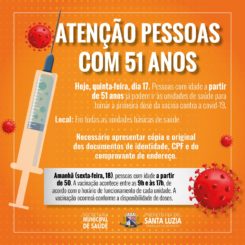 Vacinação contra a covid-19 para pessoas de 51 anos