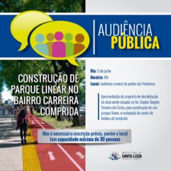 Audiência Pública discutirá construção de parque linear no bairro Carreira Comprida