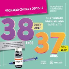 Prefeitura de Santa Luzia amplia faixa etária para vacinação contra a covid-19