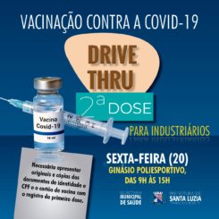 Prefeitura promove drive-thru para aplicação de segunda dose de vacina contra a covid-19 para industriários