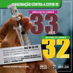 Prefeitura amplia faixa etária para vacinação contra a covid-19 e contempla população acima dos 32 anos