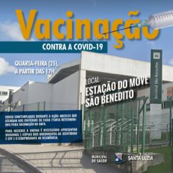 Prefeitura promoverá vacinação contra a covid-19 na estação do Move São Benedito