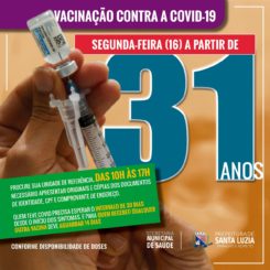Começa na segunda-feira a vacinação contra a covid-19 para as pessoas de 31 anos