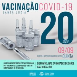 Vacinação contra a covid-19 para jovens de 20 anos ou mais