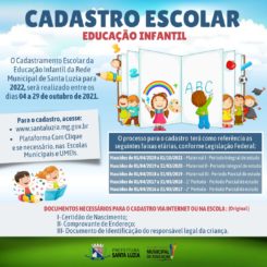 Prefeitura abre inscrições para cadastro de alunos da educação infantil para 2022