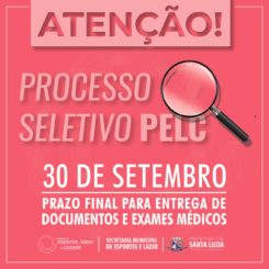 Prazo para entrega de documentação do processo seletivo do PELC – Programa Esporte e Lazer da Cidade se encerra no dia 30 de setembro