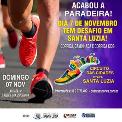 Domingo dia 7 de novembro tem Circuito das Cidades em Santa Luzia