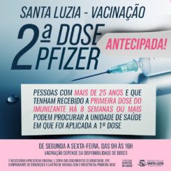 Prefeitura antecipa 2ª dose da vacina Pfizer
