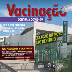 Prefeitura promove vacinação contra a covid-19 para público com 18 anos ou mais na Estação do Move São Benedito