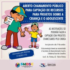 Aberto chamamento público para captação de recursos para projetos sobre a criança e o adolescente
