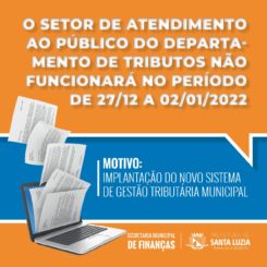 Aviso de paralisação de Sistema de Tributação Municipal