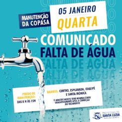 Comunicado falta de água nesta quarta-feira